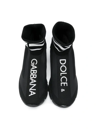 Shop Dolce & Gabbana Printed Logo Sneakers In Black