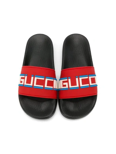 Shop Gucci Modern Logo Slides In Red