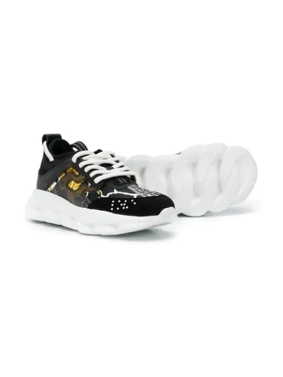 Shop Young Versace Baroque Sneakers In Black