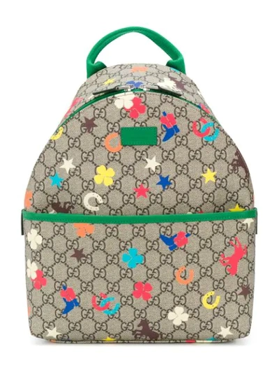 Shop Gucci Gg Print Backpack In Brown