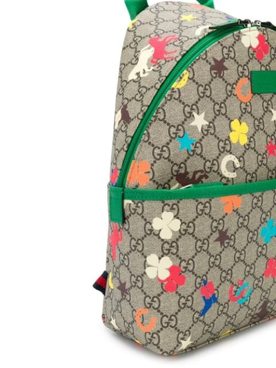 Shop Gucci Gg Print Backpack In Brown