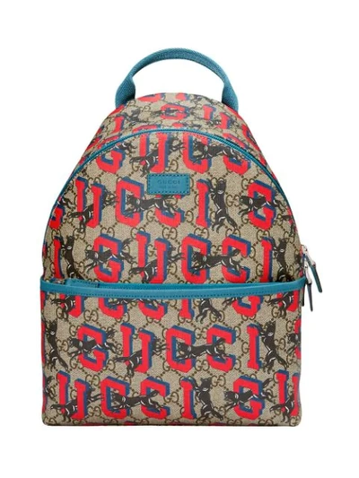 Shop Gucci Children's Gg  Wolves Backpack In Neutrals