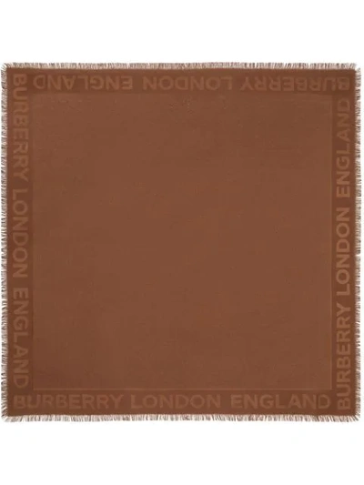 Shop Burberry Monogram Silk Wool Jacquard Large Square Scarf In Brown