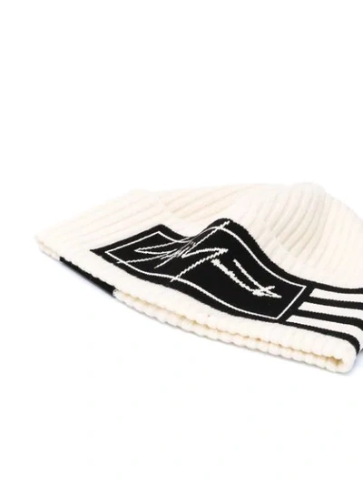 Shop Y-3 3-stripes Beanie Hat In White