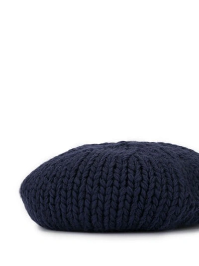 Shop Undercover Knitted Beret Hat In H Navy