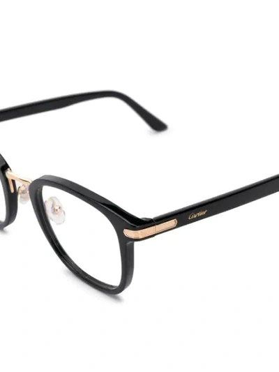 Shop Cartier Square Frame Glasses In Black
