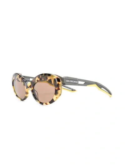 Shop Balenciaga Hybrid Oval-frame Sunglasses In Yellow