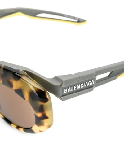 Shop Balenciaga Hybrid Oval-frame Sunglasses In Yellow