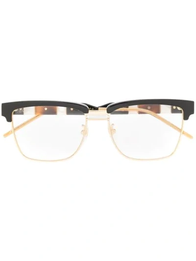Shop Gucci Square Frame Optical Glasses In 002 Black Black Transparent
