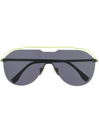 Shop Fendi Aviator Frame Sunglasses In Grey