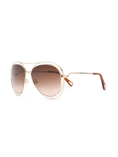 Shop Chloé Eyewear Oversized Frame Sunglasses - Metallic