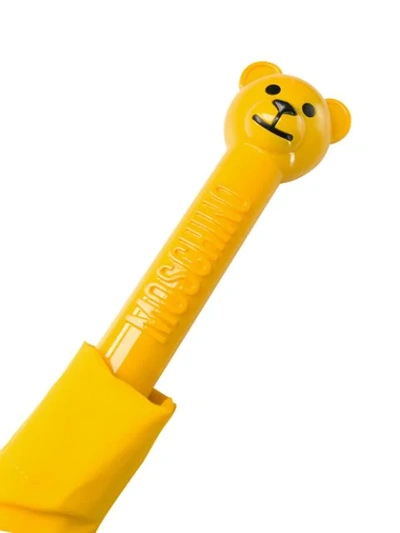 Shop Moschino Logo-print Teddy-motif Umbrella In Yellow