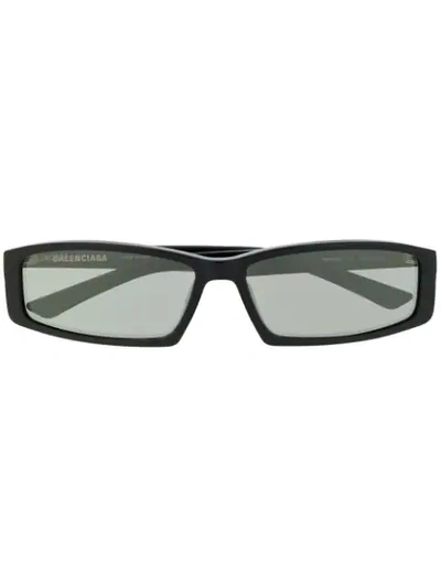 Shop Balenciaga Rectangular Frame Sunglasses In Black
