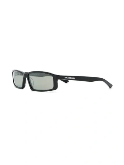 Shop Balenciaga Rectangular Frame Sunglasses In Black