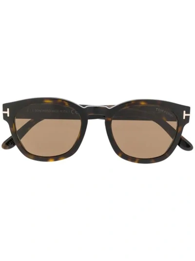 Shop Tom Ford Round Sunglasses In Brown