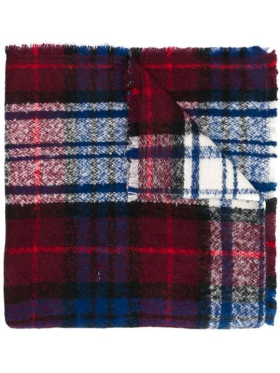 Shop Altea Two-sided Check Scarf In Blue