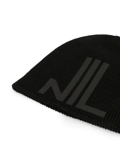 Shop Niløs Nil Print Beanie Hat In Black