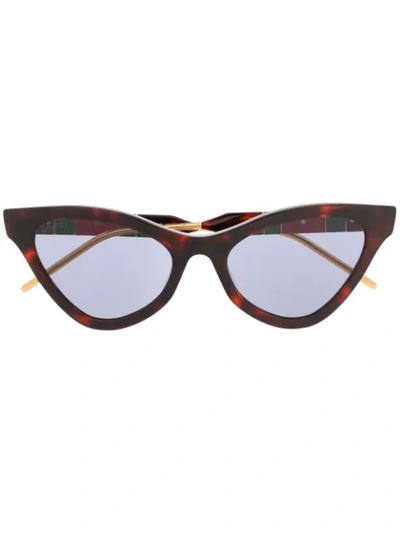 Shop Gucci Web Cat Eye Sunglasses In Brown