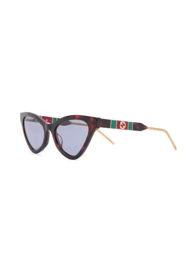 Shop Gucci Web Cat Eye Sunglasses In Brown