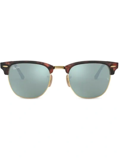 Shop Ray Ban Clubmaster Branded Sunglasses In Silver