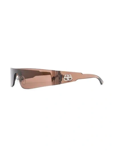 Shop Balenciaga Mono Rectangular-frame Sunglasses In Brown