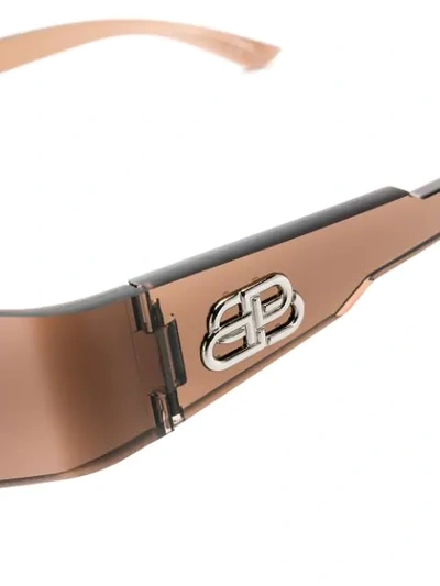 Shop Balenciaga Mono Rectangular-frame Sunglasses In Brown