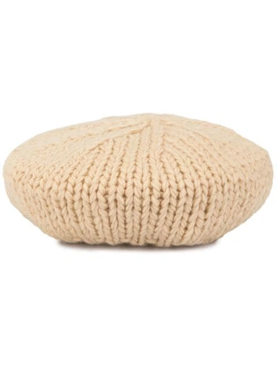 Shop Undercover Cable Knit Beret In Neutrals