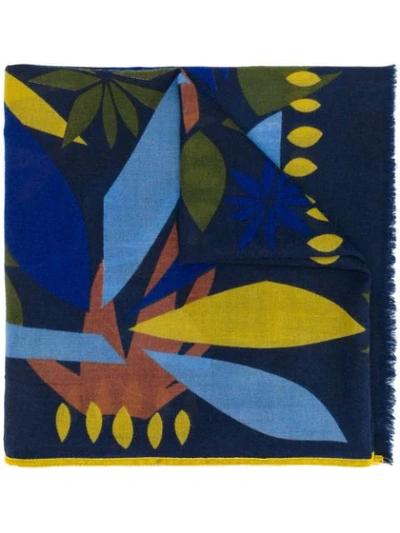 Shop Altea Abstract Print Scarf In Blue