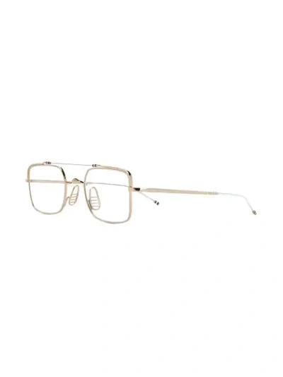 Shop Thom Browne Square Glasses In Gold