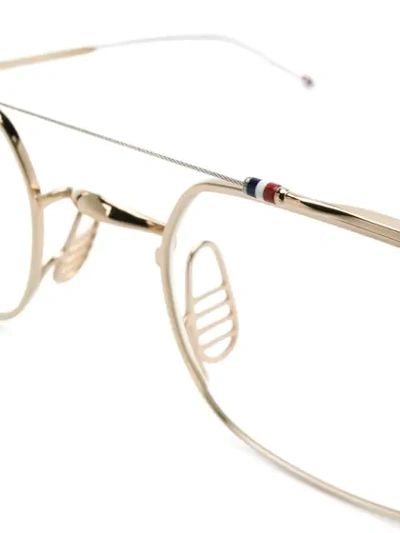 Shop Thom Browne Square Glasses In Gold