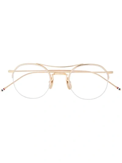 Shop Thom Browne Classic Round Glasses In Gold