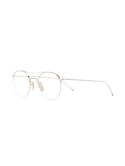 Shop Thom Browne Classic Round Glasses In Gold