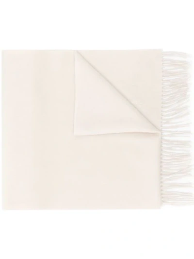 Shop Mackintosh Oatmeal Cashmere Embroidered Scarf | Acc-013/e In Neutrals