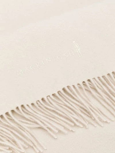 Shop Mackintosh Oatmeal Cashmere Embroidered Scarf | Acc-013/e In Neutrals