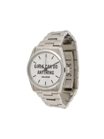 Shop Zadig & Voltaire Girls Can Do Anything Watch In Silver