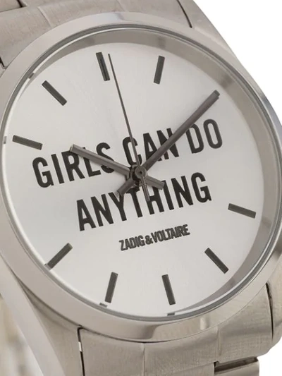 Shop Zadig & Voltaire Girls Can Do Anything Watch In Silver