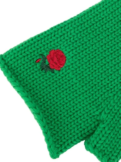 Shop Undercover Cable Knit Gloves In Green