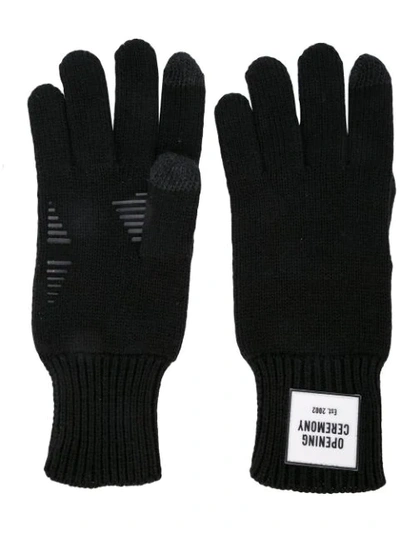 Shop Opening Ceremony Logo Knit Gloves In Black