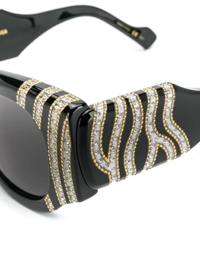 Shop Balenciaga Rhinestone-embellished Paris Cat Sunglasses In Black