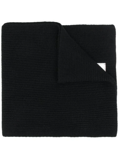 Shop Emporio Armani Ribbed Knit Scarf In Black