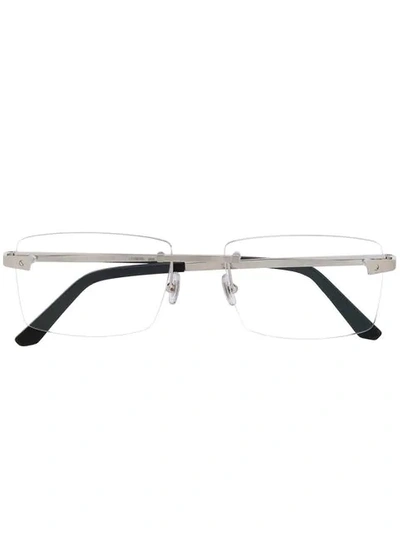 Shop Cartier Rectangular Frameless Glasses In Silver