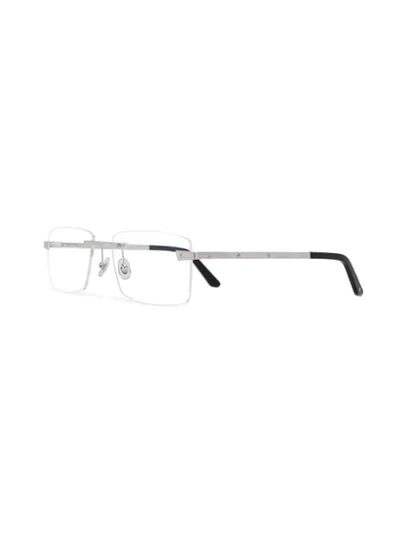 Shop Cartier Rectangular Frameless Glasses In Silver