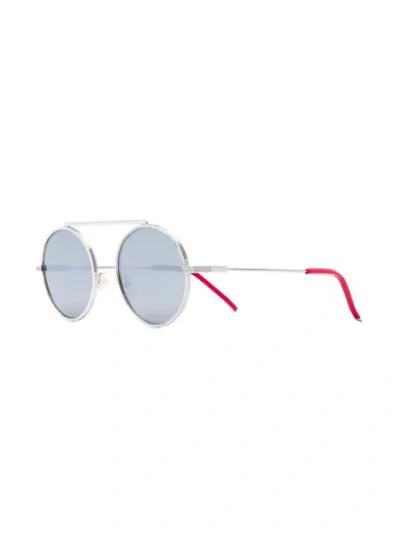 Shop Fendi Eyewear Round Sunglasses - Silver
