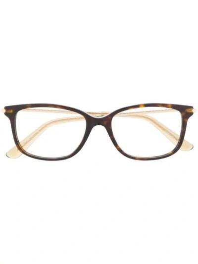 Shop Bottega Veneta Square Tortoiseshell-effect Glasses In Brown