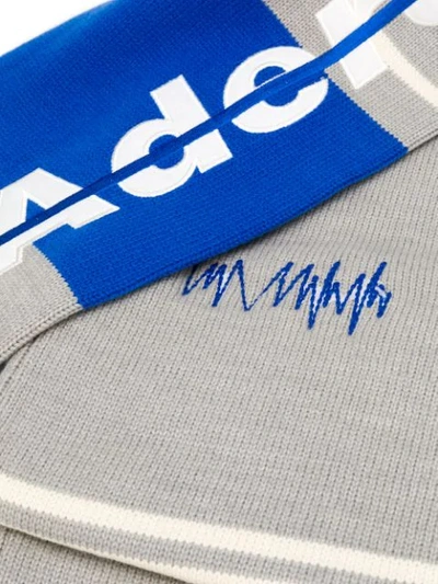 Shop Ader Error Embroidered Logo Fringed Scarf In Grey
