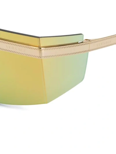 Shop Versace Logo Band Visor Sunglasses In Gold