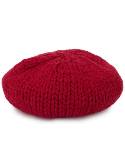 Shop Undercover Knitted Beret Hat In Red