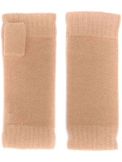 Shop N•peal Fingerless Cashmere Gloves In Neutrals