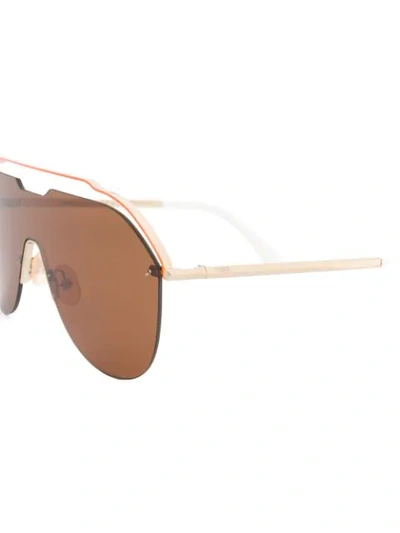 Shop Fendi Aviator Frame Sunglasses In Brown