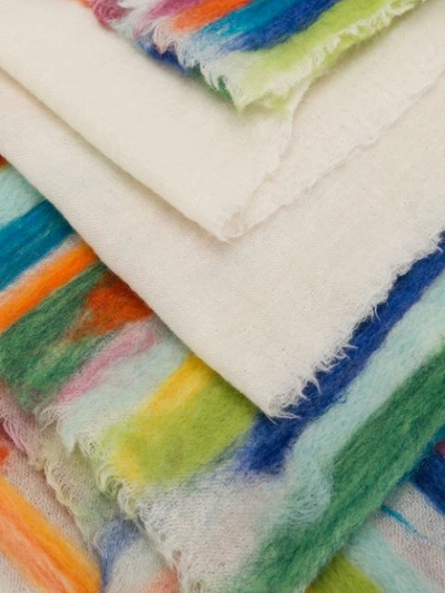 Shop Altea Rainbow Stripe Print Scarf In White